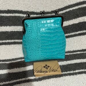 NWT Patricia Nash Novella 10th Anniversary Kiss Lock Croc Leather Bag